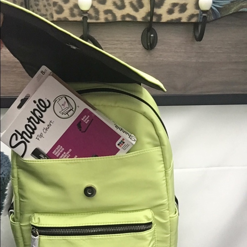 New Madden Girl Back to School Ready Top Flap Nylon Backpack Citrus Green - Picture 3 of 7